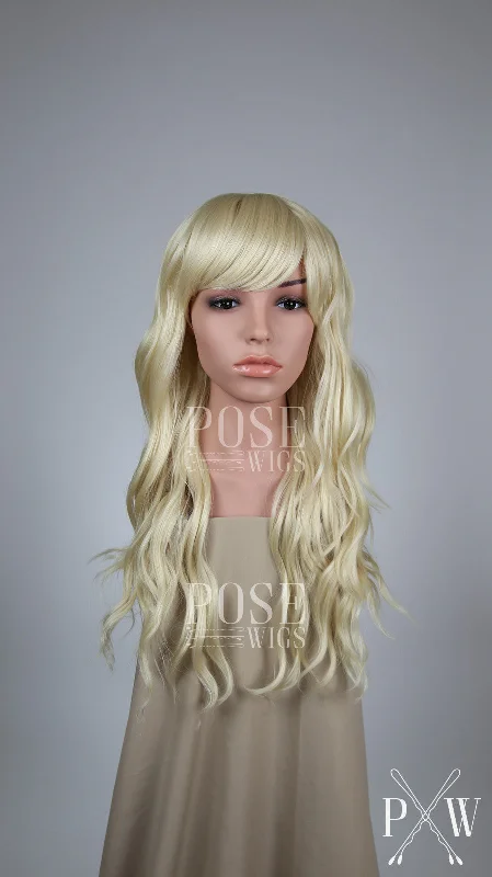 Lace - front wavy wig for a realistic hairlineOphelia Bleach Blonde - Fashion Wig