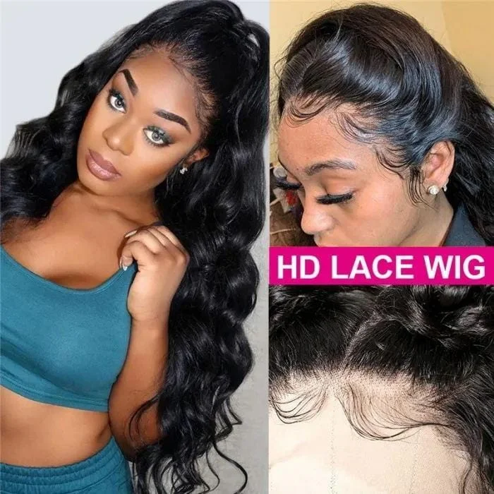 Body - wave wig with a full and voluminous lookTransparent HD Lace Frontal Wigs 13x4 Human Hair HD Melted Lace Wig 180% Density