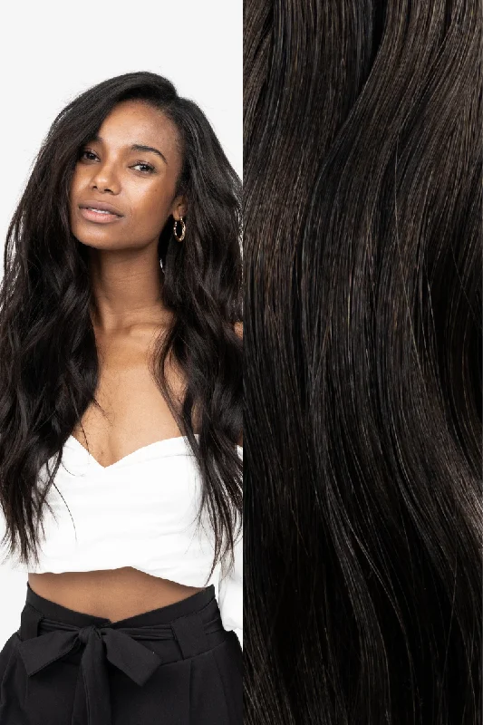 Virgin - human - hair wavy wig for the highest qualityWaved Machine Sewn Weft #1B (Dark Roast)