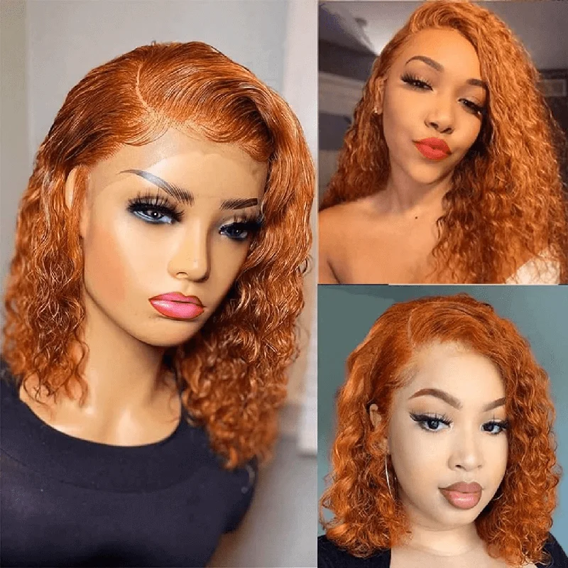 Heat - resistant curly wig for easy styling at homeWesface Wigs Ginger Curly Bob Wig Human Hair 4x4 Lace Closure Wigs Human Hair for Women Orange Ginger Short Curly Bob Wigs Human Hair