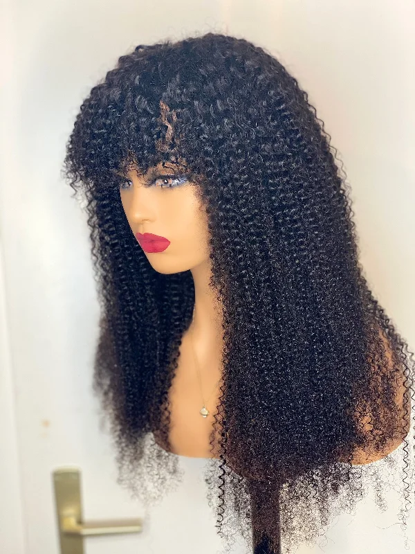 Curly wig with a side - swept bang for a sophisticated lookDora unit