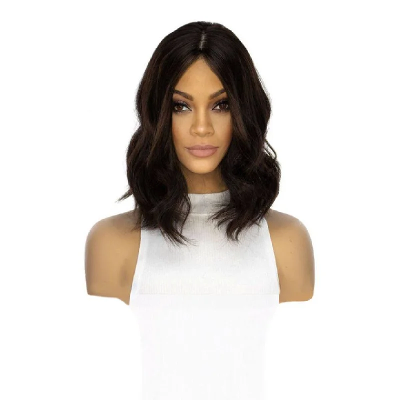 Monofilament - cap short wig for a breathable and natural - looking scalp14" Emerald Silk Top Topper Soft Black