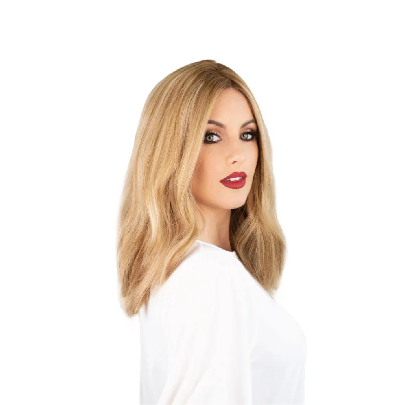 Medium - length wig with a 180 - density for a full and thick appearance19" Nicole Silk Top Wig Ash Blonde