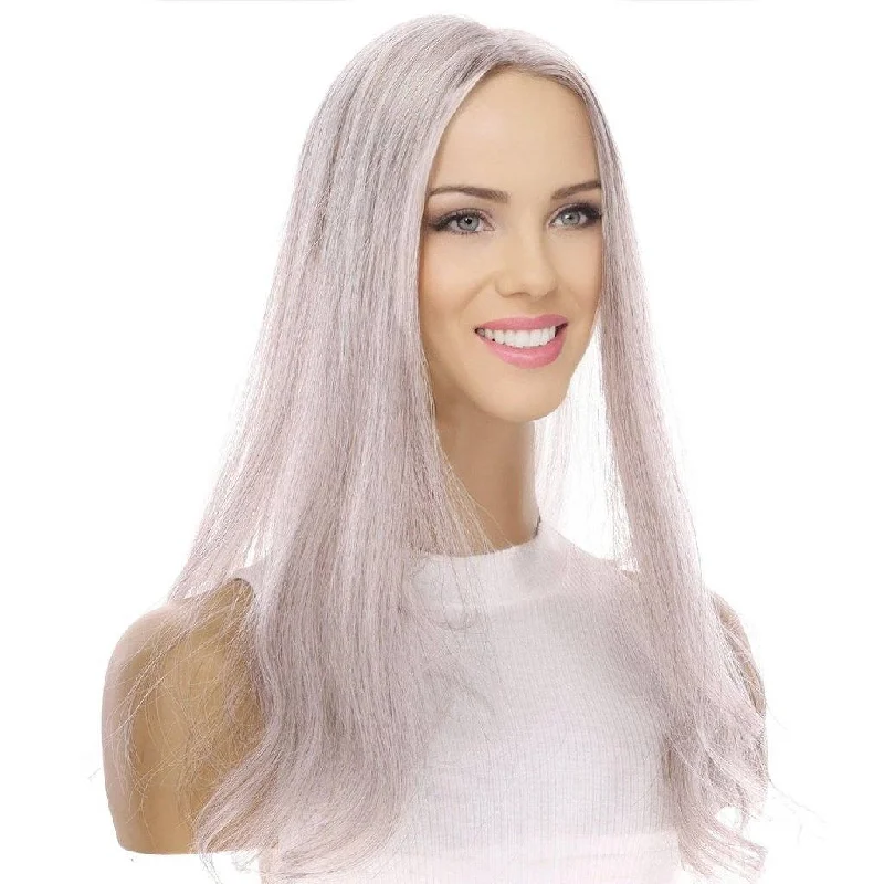 Medium - length wig with a straight texture for a sleek and modern look20" Diamond Mono Top Topper Snow Grey