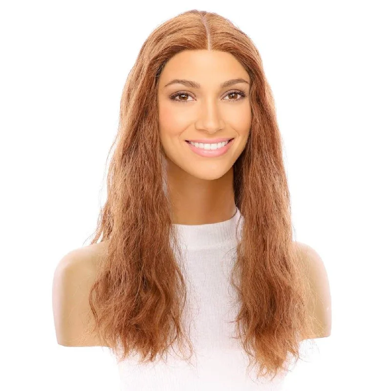 Medium - length wig in a jet - black color for a classic appearance20" Divine Lace Top Wig Copper Wavy