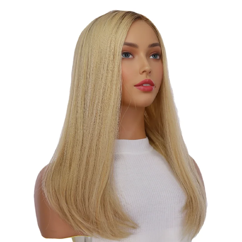 Medium - length wig in a jet - black color for a classic appearance20" Princess Silk Top Wig Golden Blonde