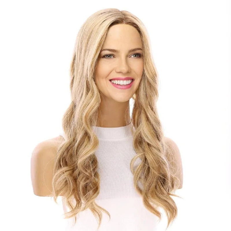 Medium - length wig with a 180 - density for a full and thick appearance20" Onyx Silk Top Topper Ash Blonde