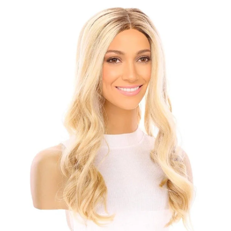 Medium - length wig with a 180 - density for a full and thick appearance20" Onyx Silk Top Topper Golden Blonde