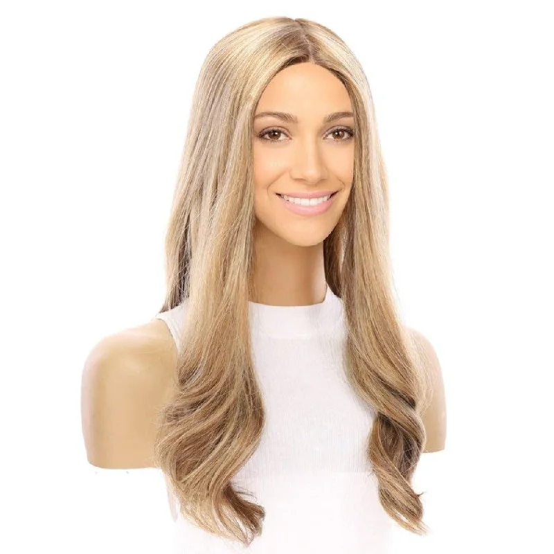 Human - hair medium - length wig for a natural and luxurious feel20" Onyx Silk Top Topper Medium Blonde