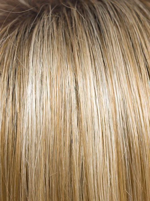 CREAMY-TOFFEE-R | Rooted Dark with Light Platinum Blonde and Light Honey Blonde evenly blend