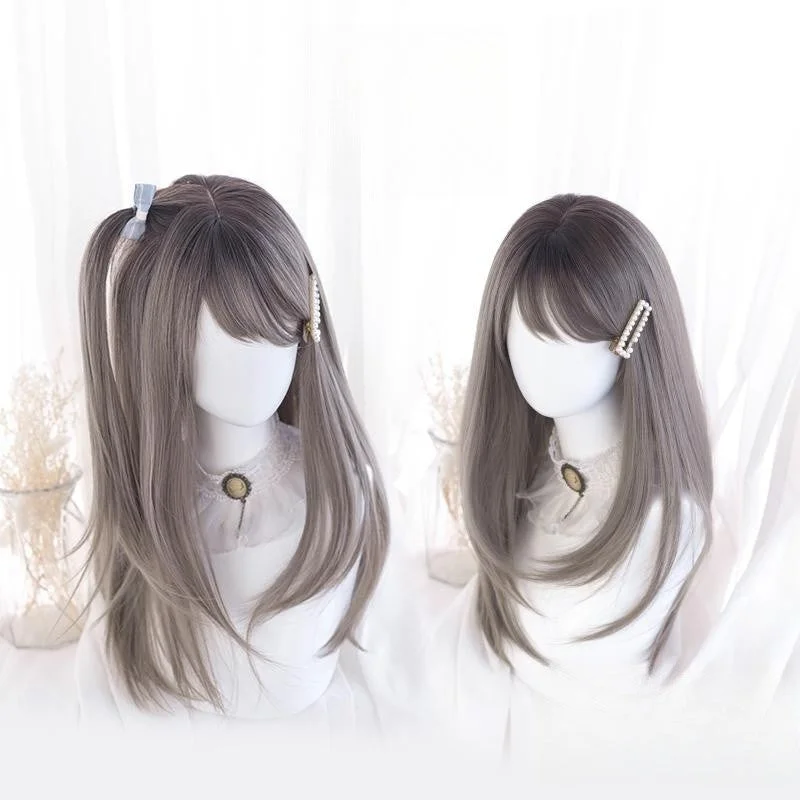 Medium - length wig with a pre - bleached knot for a natural - looking scalpBroken Hair Natural Lolita Medium Long Hair Wig YV476035