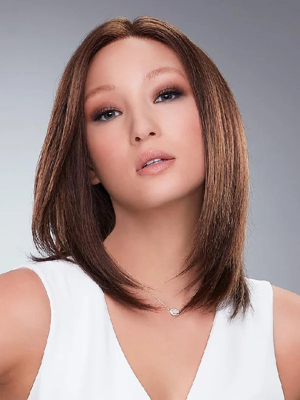 Medium - length wig with a honey - blonde color for a warm and sunny appearanceCarrie Hand-tied : Lace Front Human hair wig