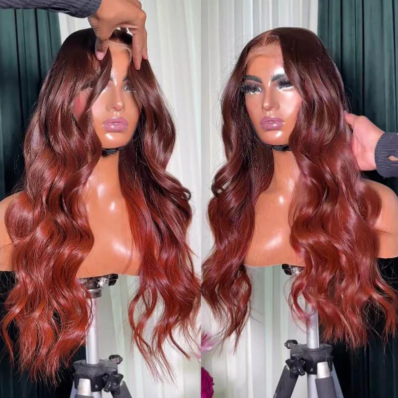 Glueless wig with a platinum - blonde color for a bold and trendy lookeullair Ombre Reddish Brown Loose Wavy Human Hair Wig with Curtain Bangs Layered Cut Human Hair Glueless Wig