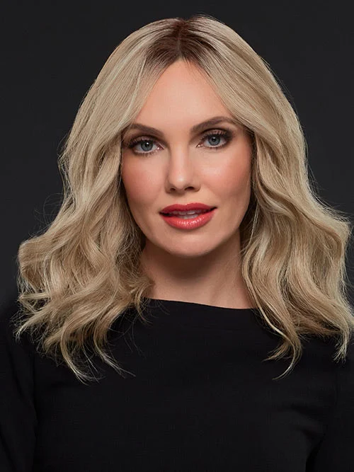 Medium - length wig with a honey - blonde color for a warm and sunny appearanceGwyneth Exclusive : Lace Front all Hand-Tied Remy Human Hair Wig