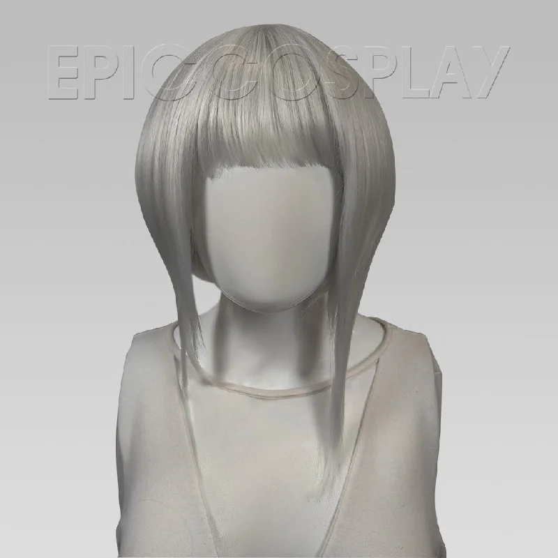 Medium - length wig with a side - swept bang for a sophisticated lookLACY - Silvery Grey Short Asymmetrical Wig