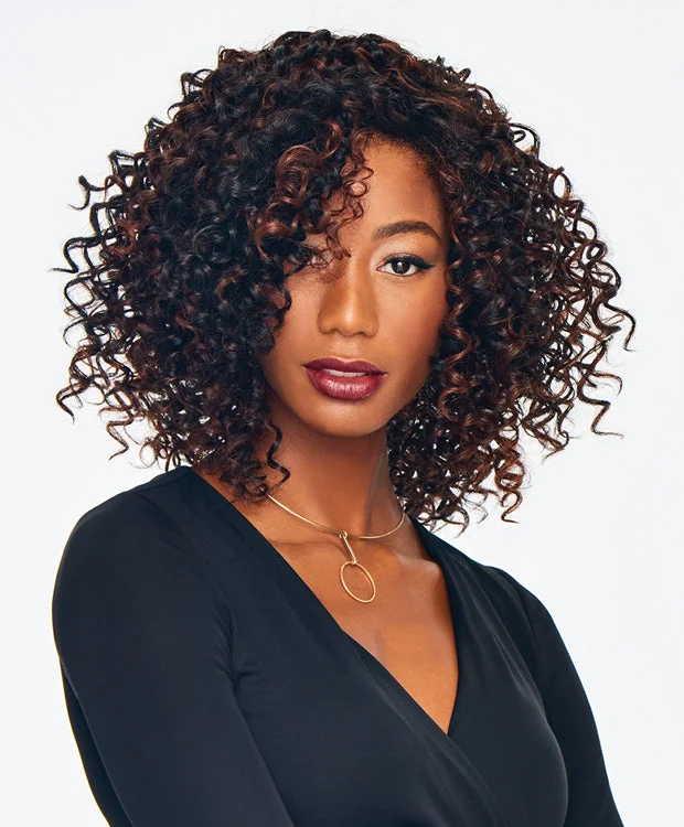 Medium - length wig with a pre - plucked hairline for a more natural lookSassy Curl Wig by Hairdo | Heat Friendly Synthetic