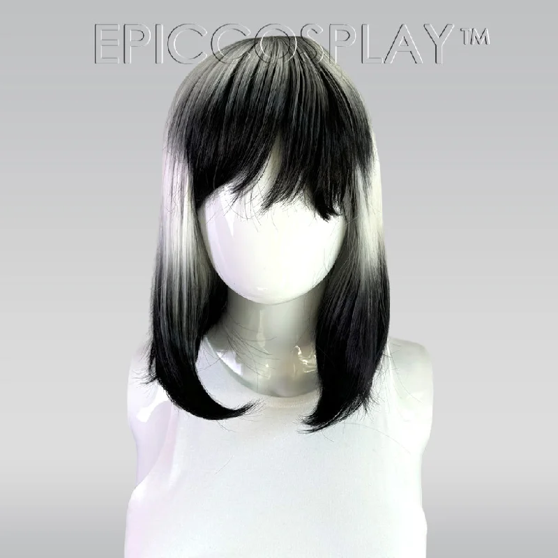 Medium - length wig with a curly fringe for a playful and youthful vibeSignature - Black/White Long Bob Wig