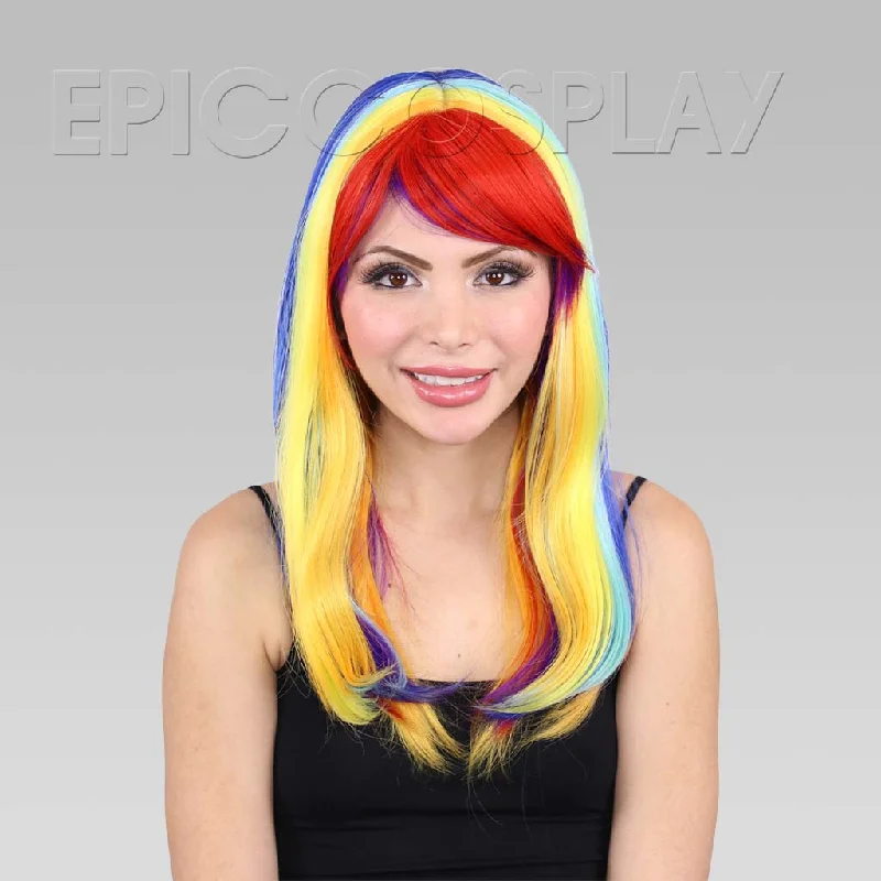 Medium - length wig with a pre - bleached knot for a natural - looking scalpSignature - Rainbow Straight Multi Color Wig