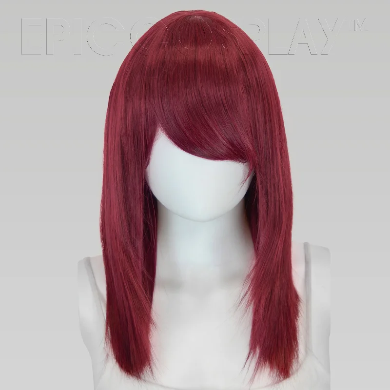 Medium - length wig with a wispy fringe for a soft and feminine lookTHEIA - Burgundy Red Mix Wig