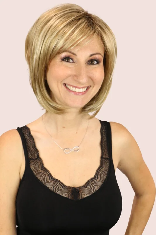 Medium - length wig with a side - part for a more flattering lookTiffany Large w/ Roots  (medium wig)