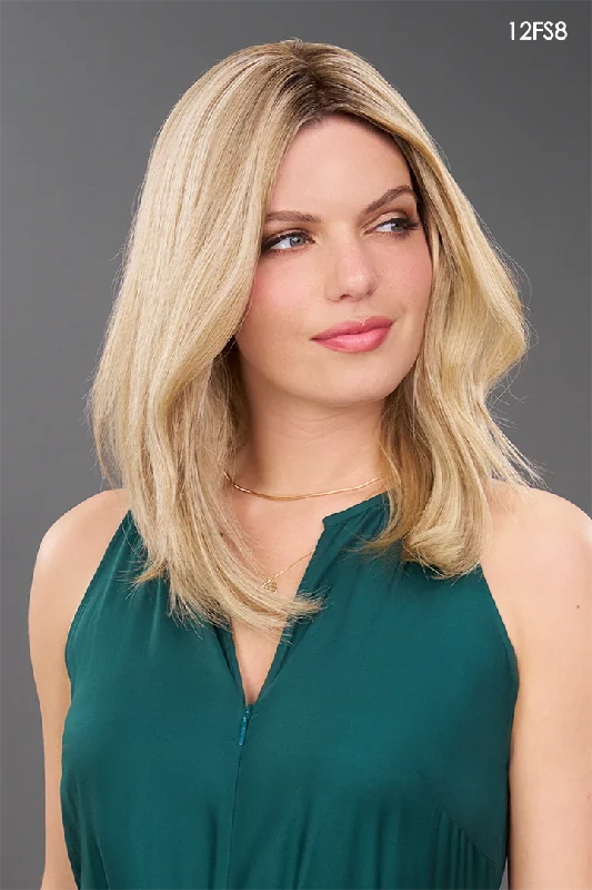 Medium - length wig with a honey - blonde color for a warm and sunny appearanceTop Blend Topper 12" by Jon Renau | Remy Human Hair Hair